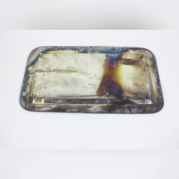 Small Silver Plated Footed Tray with Rope Edge Detail, Rectangle Rectangular - Picture 7 of 9